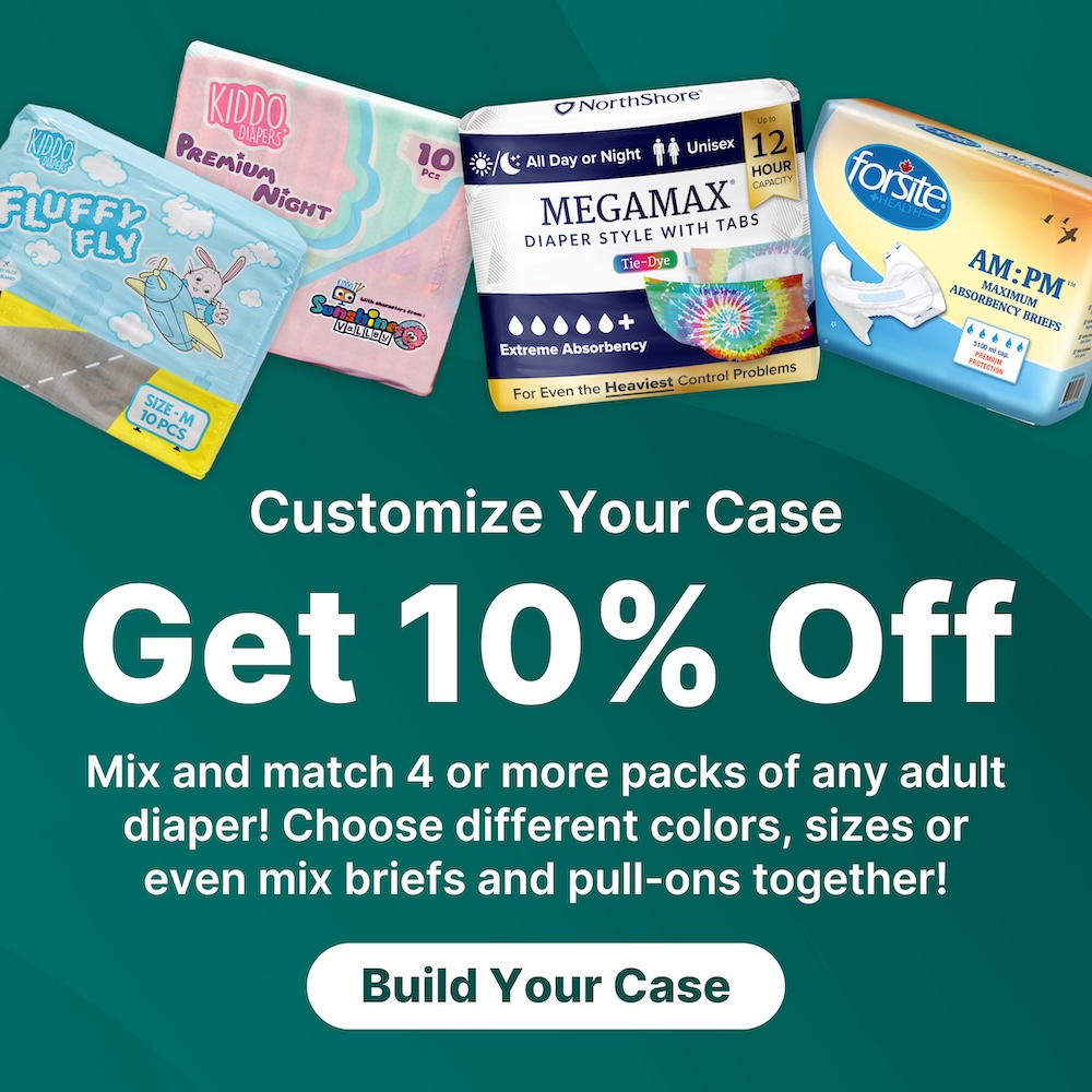 Mix & Match for 10 Percent Off 4 Packs of Adult Diapers with tabs or Pull-ons